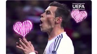 Akun Twitter Liga Champions itu memeriahkan Valentine Day dengan postingan aksi para pesepakbola di atas lapangan. (Foto: Istimewa)