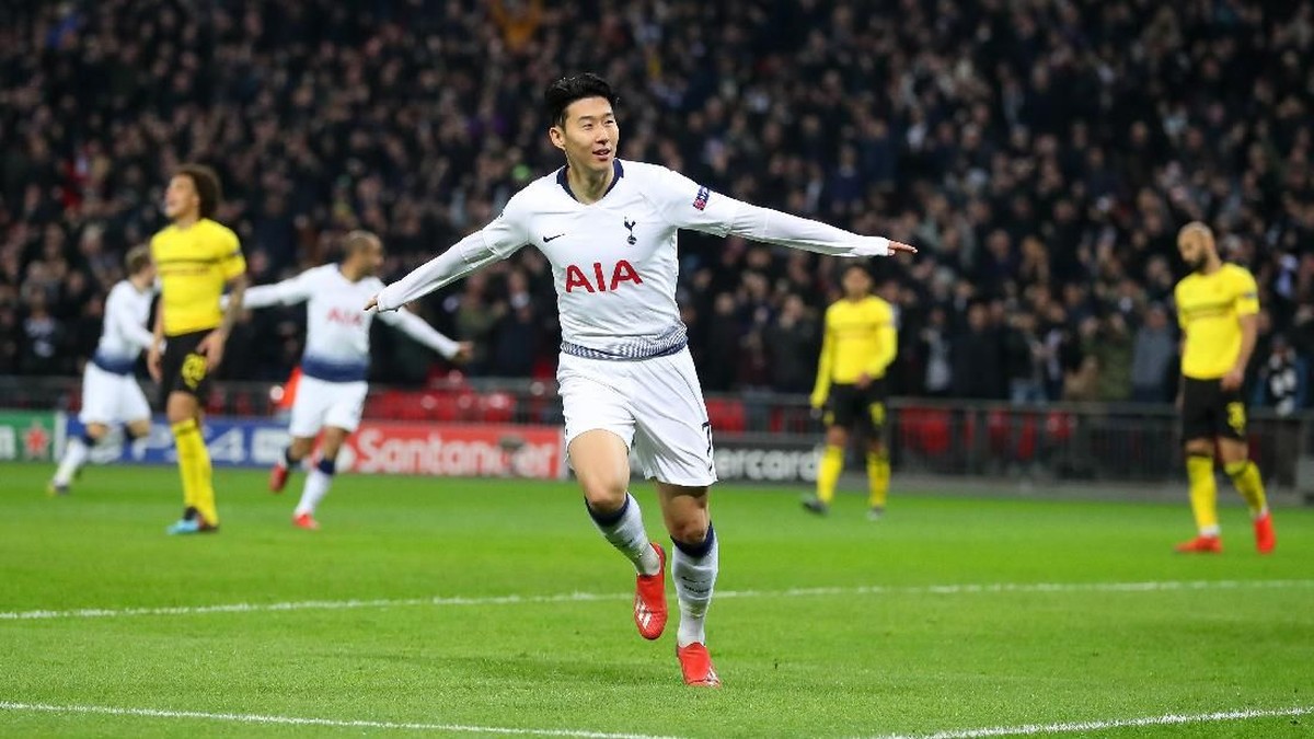 Son Heung-min mencetak satu gol ke gawang Borussia Dortmund. (Foto: Catherine Ivill/Getty Images)