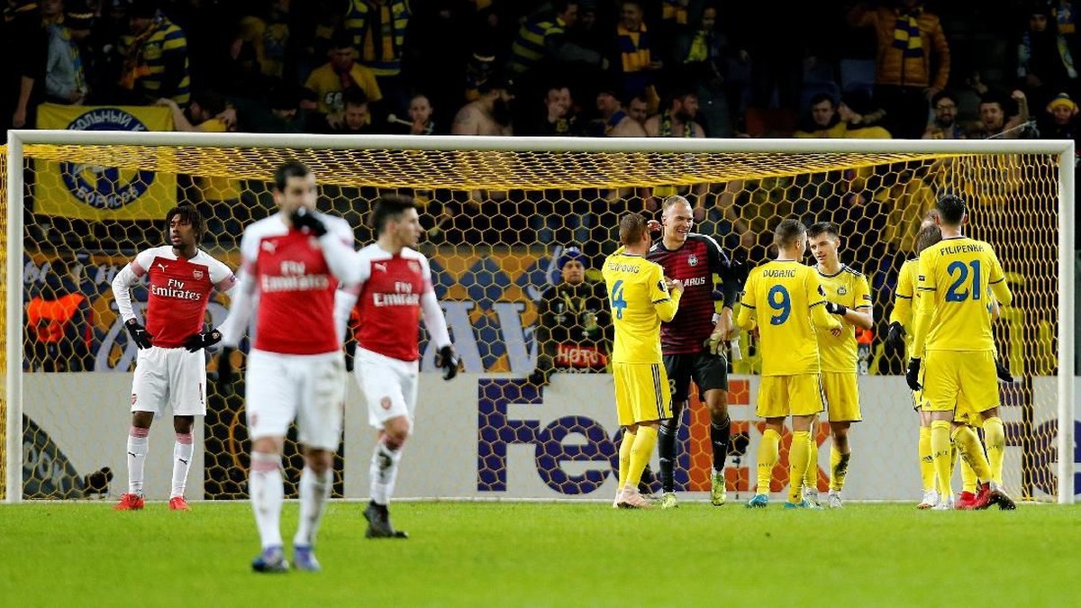 Arsenal tumbang 0-1 di markas BATE Borisov. (Foto: Anton Vaganov/REUTERS)