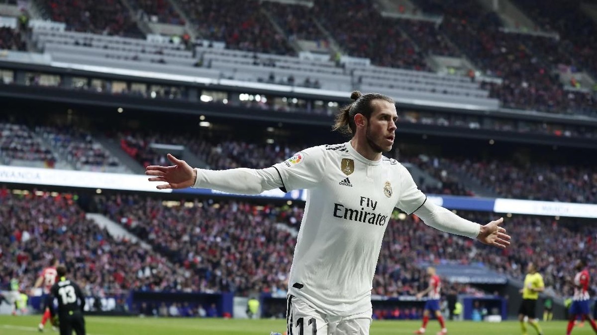Gareth Bale bebas dari sanksi akibat perayaan gol provokatif yang dia lakiukan saat Real Madrid mengalahkan Atletico Madrid (AP Photo/Manu Fernandez)