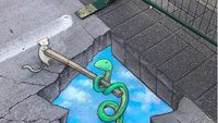 Keren! Bermodal Kapur Ciptakan Karya Street Art 3D