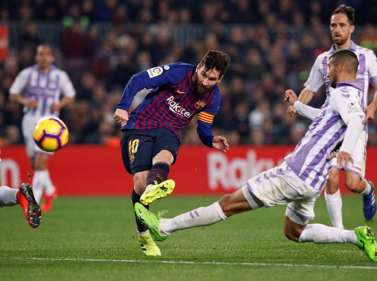 Lionel Messi di laga Barcelona vs Real Valladolid. (Foto: Albert Gea/Reuters)