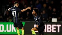 Leroy Sane menjadi pemecah kebuntuan pada menit ke-51. Meneruskan umpan Gabriel Jesus, dia mencetak gol dari sudut sempit. (Foto: John Sibley/Action Images via Reuters)