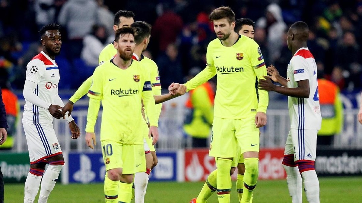 Barcelona harus puas dengan hasil 0-0 di markas Lyon dalam pertandingan leg pertama babak 16 besar Liga Champions (Foto: Emmanuel Foudrot/Reuters)