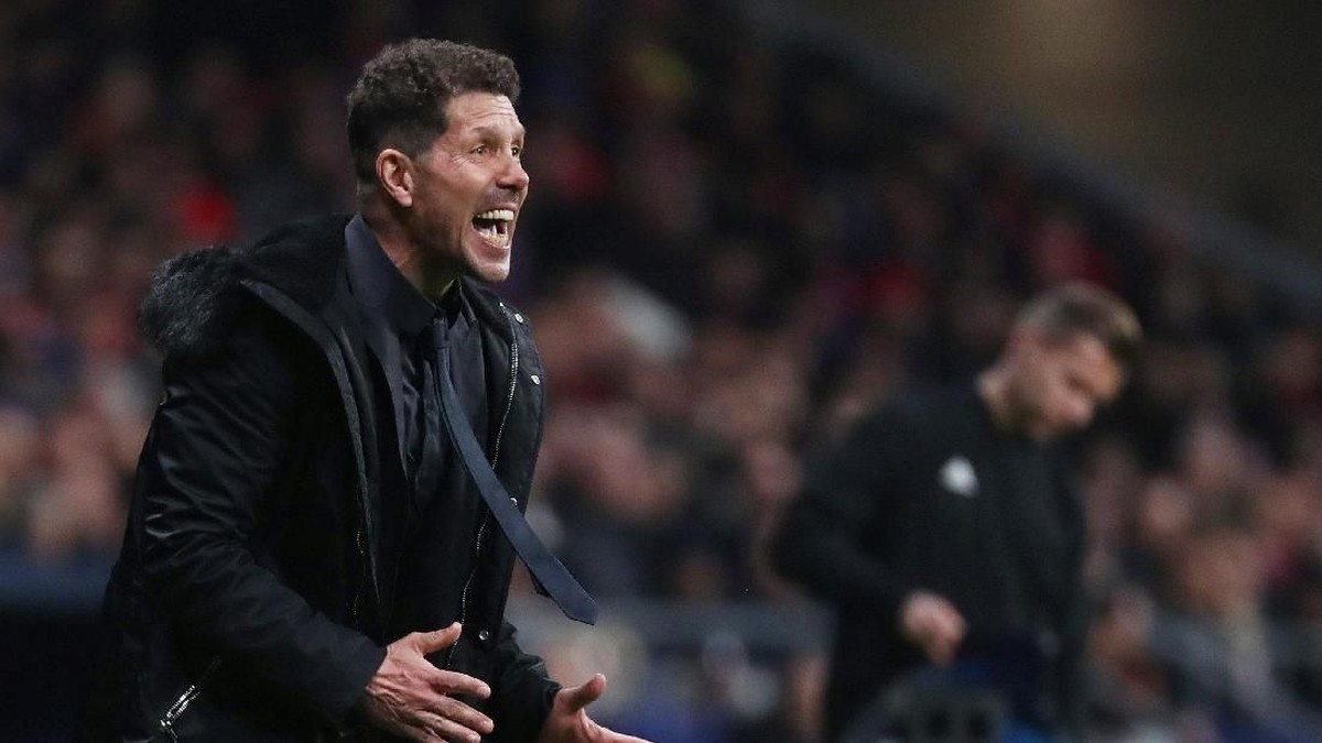Diego Simeone membuat perayaan gol kontroversial saat Atletico Madrid menundukkan Juventus (REUTERS/Sergio Perez)