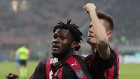 Perayaan dilakukan lagi oleh Milan dua menit berselang. Franck Kessie yang menggandakan keunggulan tuan rumah. (Foto: Emilio Andreoli/Getty Images)