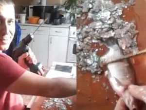 Kreatif! Pria Ini Bersihkan Sisik Ikan Pakai Mesin Bor Listrik