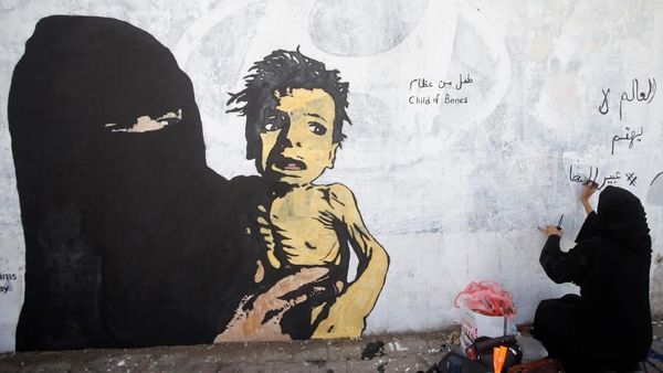 Mural Ibu dan Anak Korban Perang di Yaman Bikin Miris
