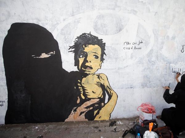 Mural Ibu dan Anak Korban Perang di Yaman Bikin Miris
