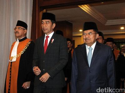 Potret Jokowi-JK Hadiri Sidang Pleno Laporan Akhir Tahun MA