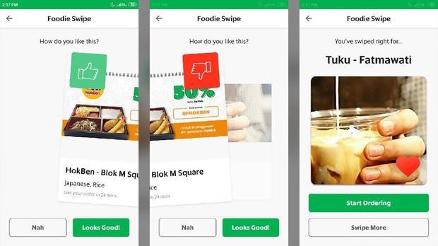 Pilih Makanan di Grab Food Semudah 'Swipe' Ala Tinder