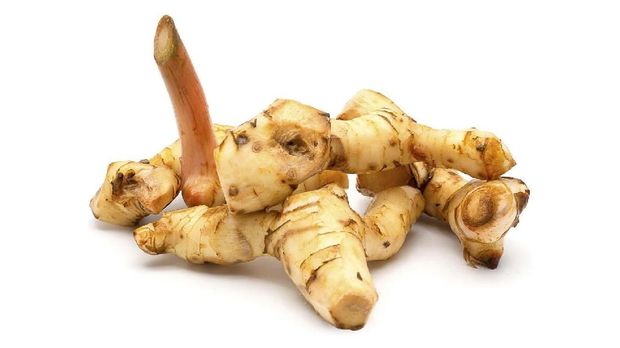 (Close Up) Fresh galangal isolated on white background.