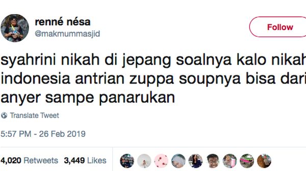 Respons Kocak Netizen Soal Makanan Lewat #SyahriniReinoSatuAtap