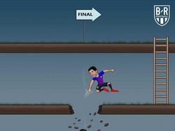 Begini ilustrasinya, di mana Suarez menjegal langkah Sergio Ramos dkk untuk melenggang ke partai final. (Foto: Twitter @brfootball)