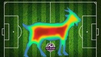 Heat map Suarez digambarkan berbentuk kambing atau GOAT, yang merupakan akronim dari greatest of all time atau yang terbaik sepanjang masa, karena bisa menyingkirkan Madrid dan terus menjadi momok raksasa La Liga itu. (Foto: Twitter)