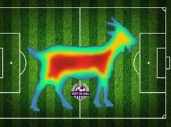 Heat map Suarez digambarkan berbentuk kambing atau GOAT, yang merupakan akronim dari greatest of all time atau yang terbaik sepanjang masa, karena bisa menyingkirkan Madrid dan terus menjadi momok raksasa La Liga itu. (Foto: Twitter)
