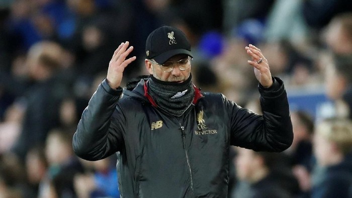 Soccer Football - Premier League - Everton v Liverpool - Goodison Park, Liverpool, Britain - March 3, 2019  Liverpool manager Juergen Klopp reacts during the match               Action Images via Reuters/Carl Recine  EDITORIAL USE ONLY. No use with unauthorized audio, video, data, fixture lists, club/league logos or live services. Online in-match use limited to 75 images, no video emulation. No use in betting, games or single club/league/player publications.  Please contact your account representative for further details.