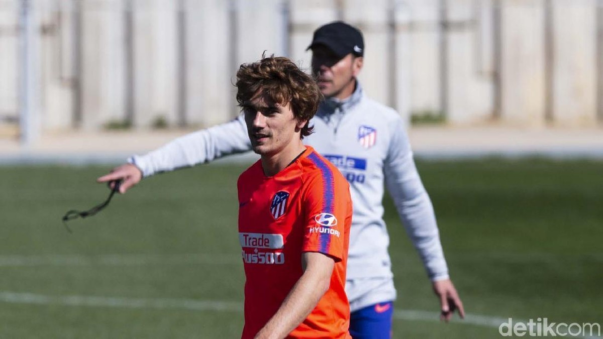 Antoine Griezmann saat berlatih di Wanda Training Complex (M Resha Pratama/detikSport)