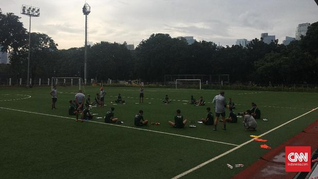 Latihan Timnas Indonesia U-23 pada Selasa (5/3) pagi. (