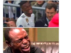 Fans Madrid jelas amat pedih malam ini. Meme Vinicius Junior ini gambarannya. (Foto: istimewa)