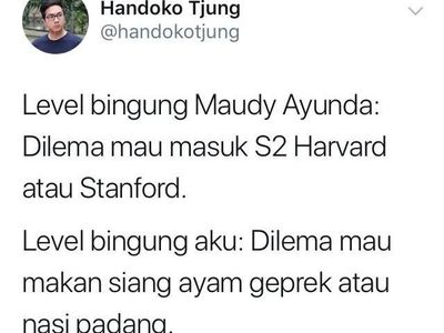 Maudy Ayunda Dilema Pilih S2, Ini Cuitan Kocak Netizen Saat Dilema Pilih Makanan