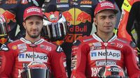 Danilo Petrucci dan Andrea Dovizioso naik podium di MotoGP Italia 2019. (