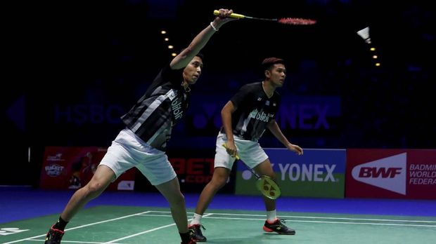Fajar/Rian kandas di semifinal All England 2019. (