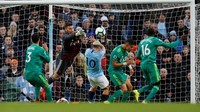 City memetik kemenangan 3-1 saat menjamu Watford di Etihad Stadium, Minggu (10/3/2019) dinihari WIB. The Citizens sempat tertahan di babak pertama. (Foto: Phil Noble/Reuters)