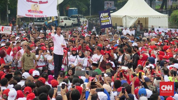 Presiden Jokowi dalam sebuah acara deklarasi dukungan kepadanya pada Pilpres 2019.
