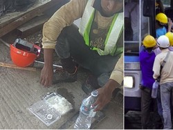 Bikin Haru! Pekerja Konstruksi Ini Makan Siang Hanya dengan Nasi Putih dan Kuah Air