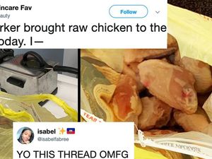 Makan Bersama di Kantor, Pria Ini Bawa Ayam Mentah hingga Penggorengan