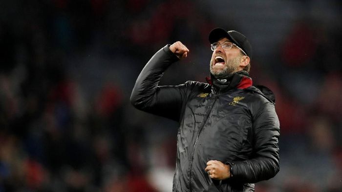 Juergen Klopp Soccer Football - Champions League - Round of 16 Second Leg - Bayern Munich v Liverpool - Allianz Arena, Munich, Germany - March 13, 2019 Liverpool manager Juergen Klopp celebrates at the end of the match Action Images via Reuters/Andrew Boyers