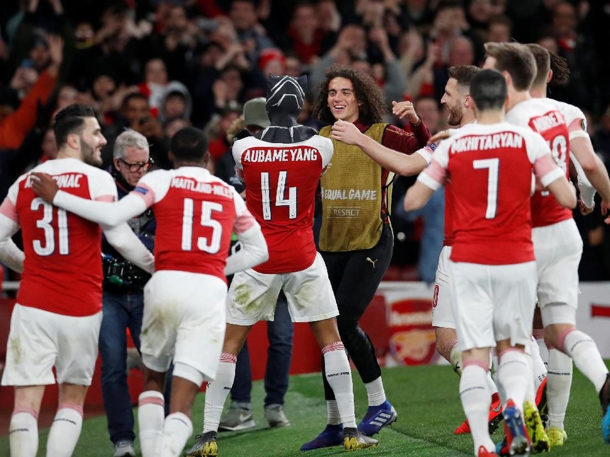 Arsenal saat menghajar Rennes 3-0 di Liga Europa. (Foto: David Klein/Reuters)