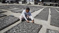 Nasabah BRI Menjemur Ikan Asin Hasil Tangkapan