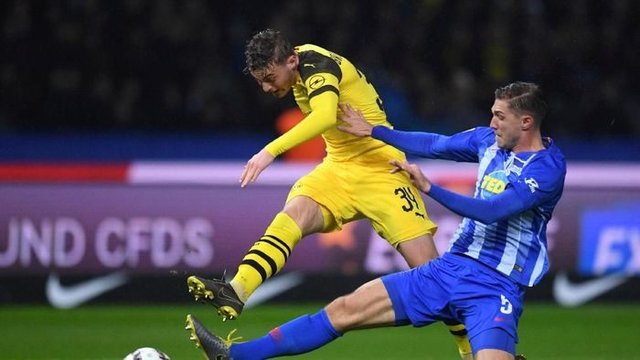 Borussia Dortmund menang dramatis 3-2 atas Hertha Berlin. (Foto: Annegret Hilse/REUTERS) Borussia Dortmund menang dramatis 3-2 atas Hertha Berlin. (Foto: Annegret Hilse/REUTERS)