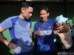 Video Cara Sandi dan AHY Cari Keringat Jelang Debat Cawapres