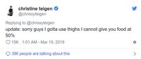 Chrissy Teigen Bilang Dada AyamTak Enak dan Didebat Netizen