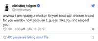 Chrissy Teigen Bilang Dada AyamTak Enak dan Didebat Netizen