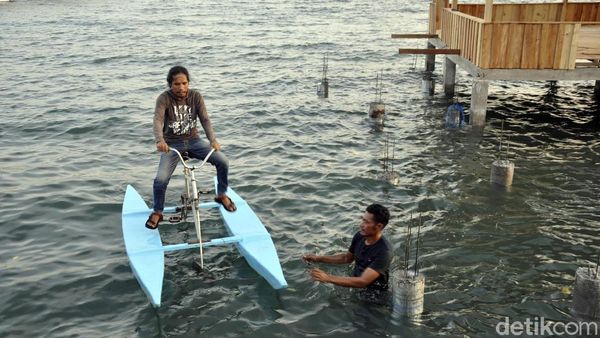 Foto: Ide Liburan Akhir Pekan, Main Sepeda Air di Polewali Mandar