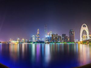 Night Panorama of Zhujiang River, Guangzhou, China