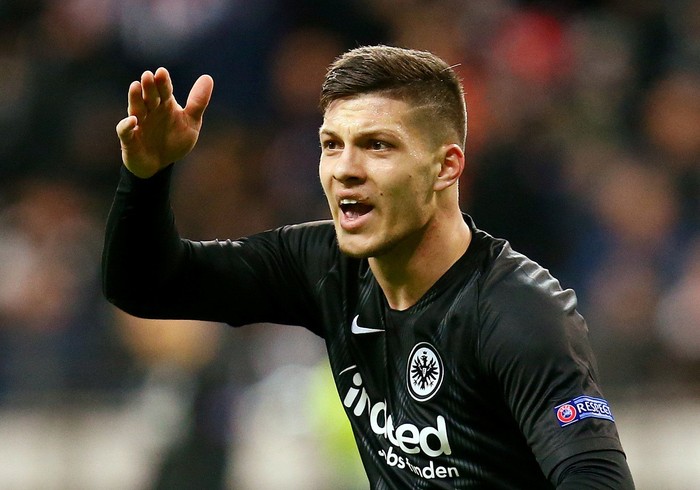 Luka Jovic Soccer Football - Europa League - Round of 16 First Leg - Eintracht Frankfurt v Inter Milan - Commerzbank-Arena, Frankfurt, Germany - March 7, 2019 Eintracht Frankfurt's Luka Jovic reacts REUTERS/Ralph Orlowski