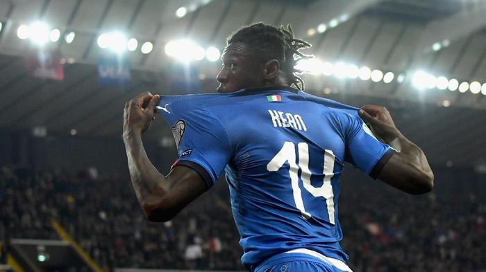 Moise Kean menandai debut di timnas Italia dengan satu gol. (Claudio Villa/Getty Images) Moise Kean menandai debut di timnas Italia dengan satu gol. (Claudio Villa/Getty Images)
