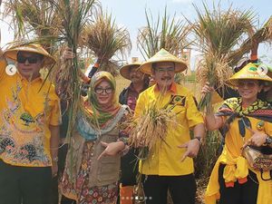 Wajah Happy Mayangsari saat Turun ke Sawah