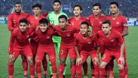 Dalam pertandingan yang dihelat di My Dinh Stadium, Minggu (24/3/2019) malam WIB, timnas Indonesia diperkuat Satria Tama, Firza Andika, Bagas Adi, Nurhidayat, Asnawi, Luthfi Kamal, Egy Maulana, Sani Rizki, Witan Sulaeman, Osvaldo, dan Marinus. Antara Foto/R. Rekotomo.