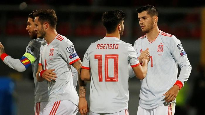 Alvaro Morata bikin dua gol saat Spanyol mengalahkan Malta 2-0 di lanjutan Kualifikasi Piala Eropa 2020. (Foto: Darrin Zammit/Reuters)