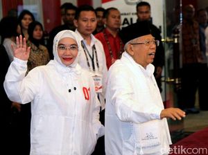 Gaya Istri Maruf Amin di Debat Capres Ke-4: Pakai Jaket 01 Rp 400 Ribu