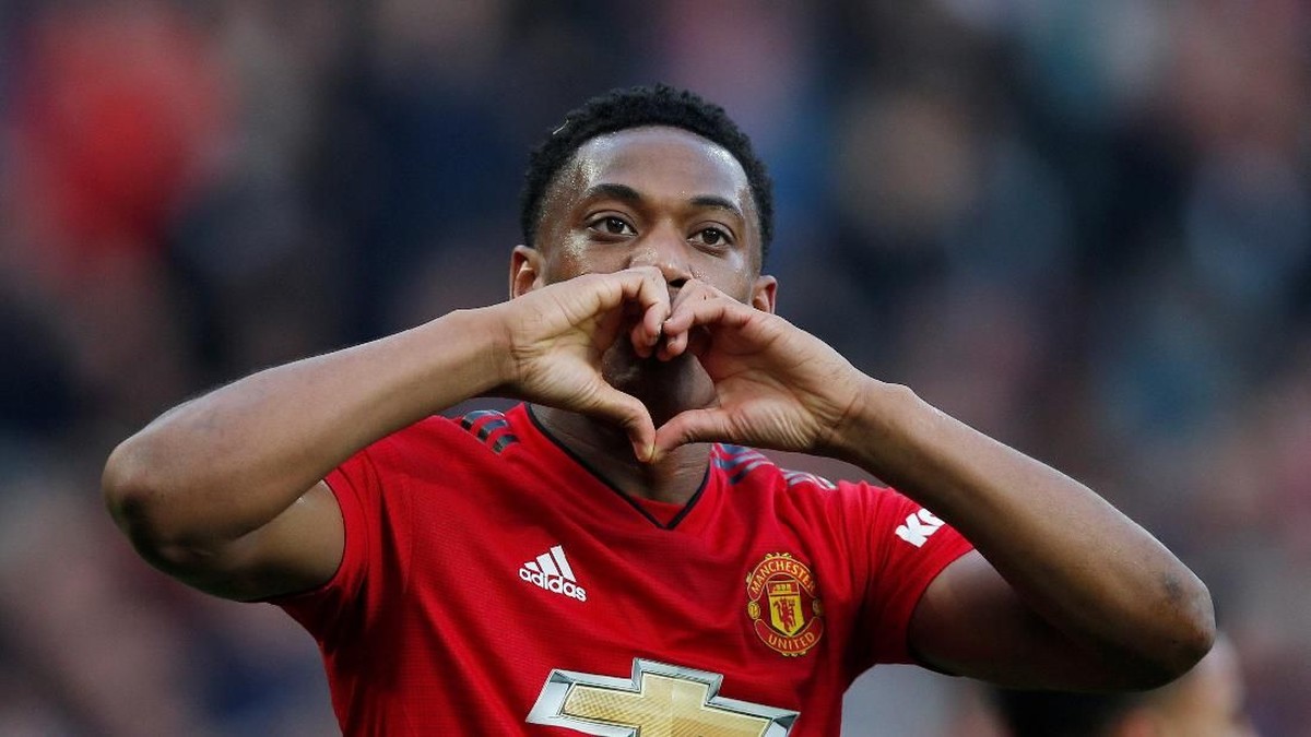 Martial bawa MU unggul 1-0 atas Tottenham Hotspur di babak pertama International Champions Cup 2019. (Foto: Andrew Yates/Reuters)