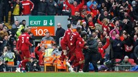 Dengan kemenangan ini, Liverpool memuncaki klasemen Liga Inggris dengan raihan 79 poin hasil dari 32 kali main. Mereka unggul dua angka dari Manchester City yang baru bermain 31 kali. (Foto: Paul Childs/Action Images via Reuters)