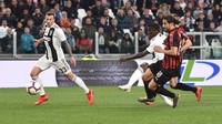 Juventus kemudian membalikkan keadaan melalui gol Moise Kean pada menit ke-84. Foto: Tullio M. Puglia/Getty Images