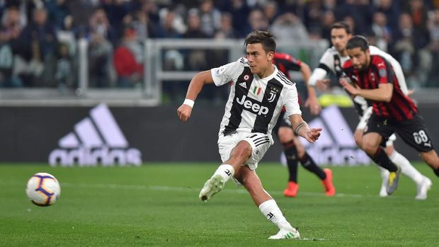 Penalti Paulo Dybala membuat laga Juventus vs AC Milan berubah jadi 1-1